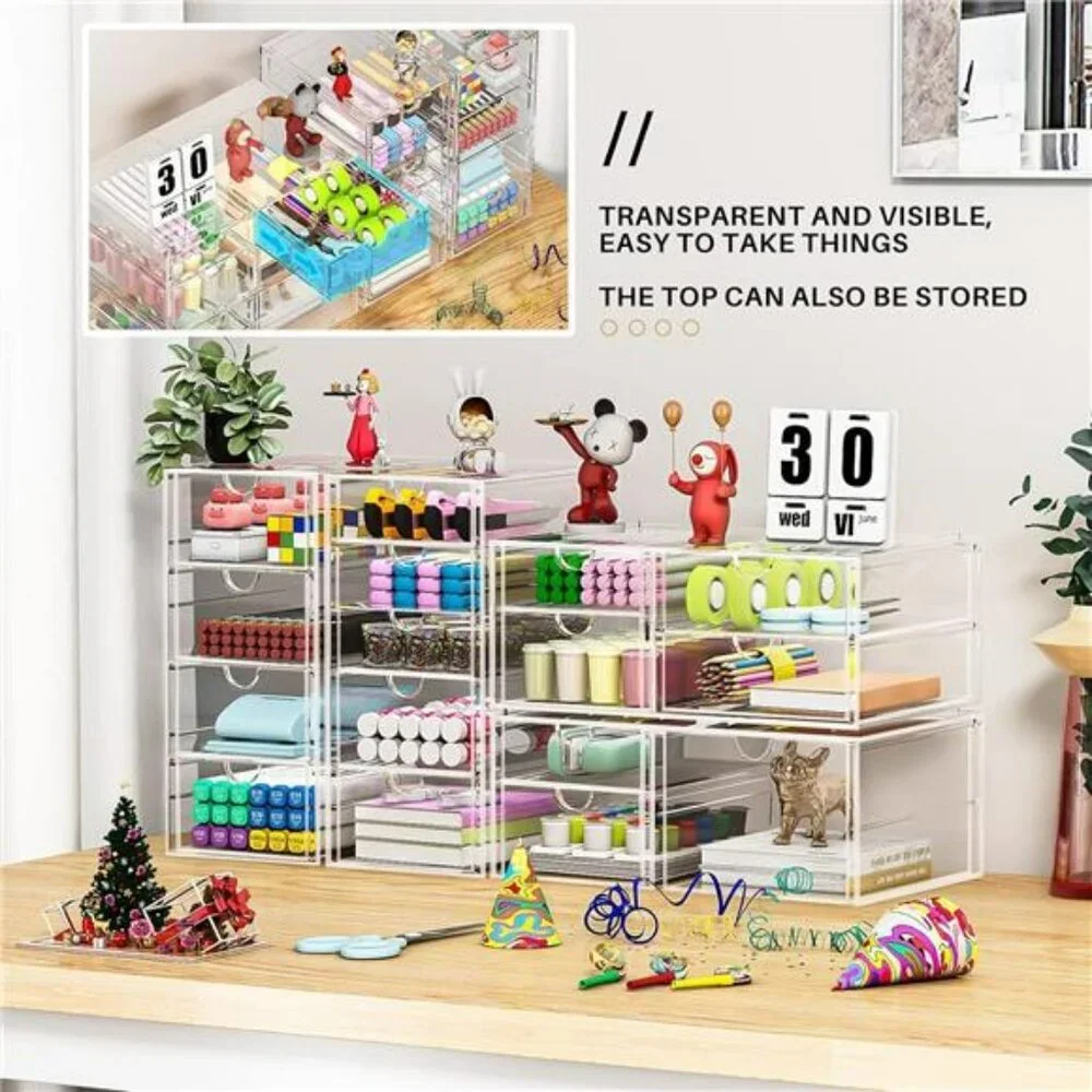 Clear Makeup Organizer Storage Drawers Desk Organizer Acrylic Vanity Box